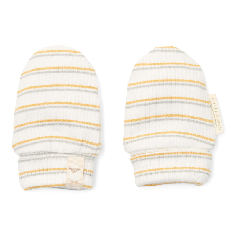 Striped newborn scratch mittens