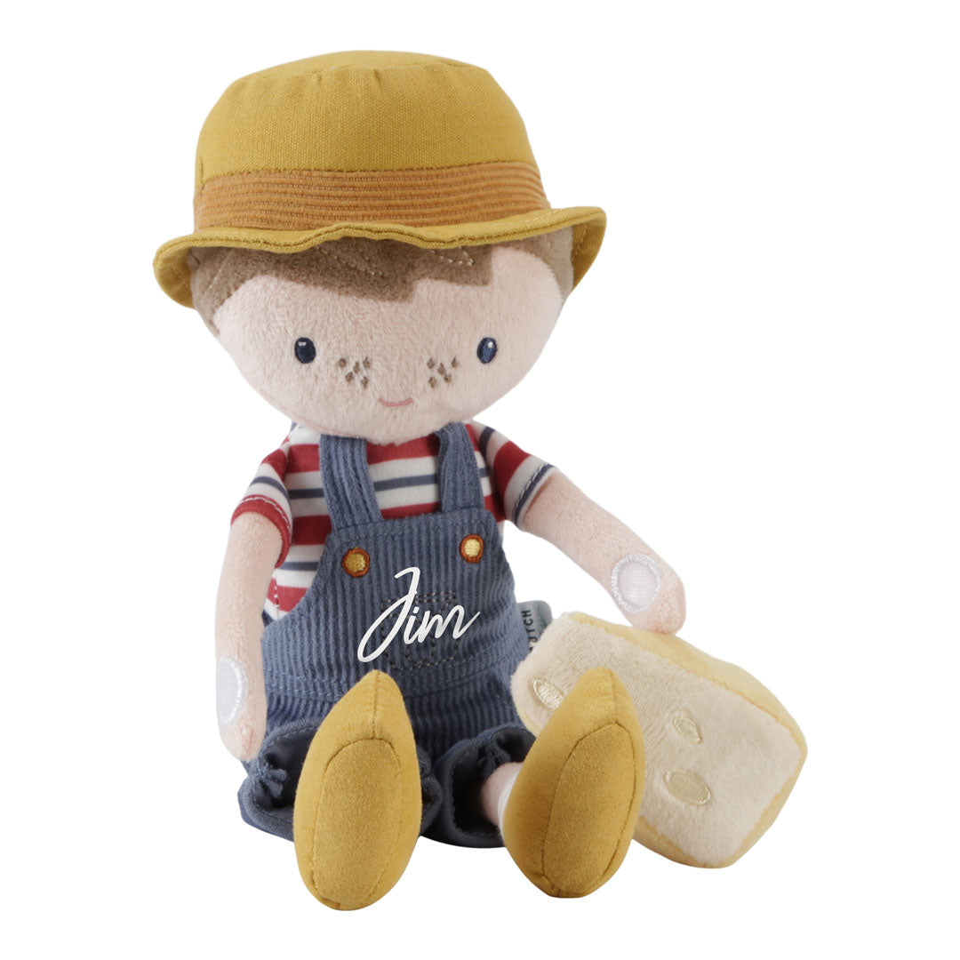 Kuschelpuppe Holländischer Bauer Jim mit Käse 35 cm | Little Dutch