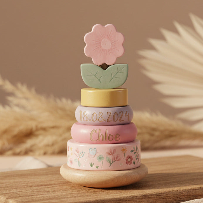 Holz-Stapelturm Fairy Garden "Zur Geburt"