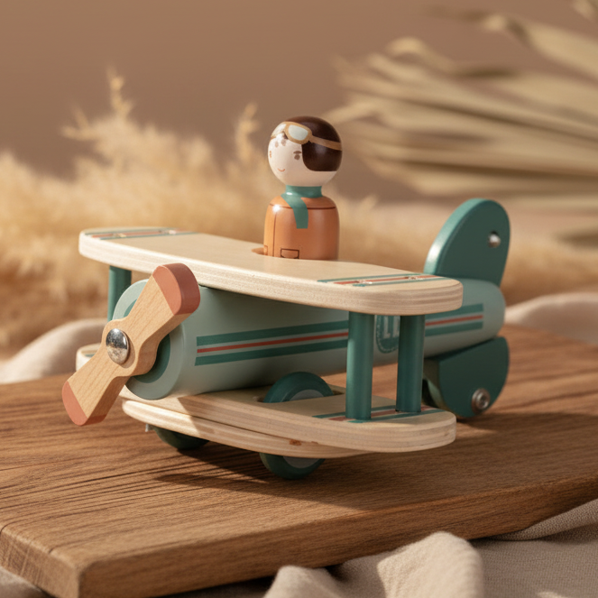 Holz-Spielzeugflugzeug mit Namen