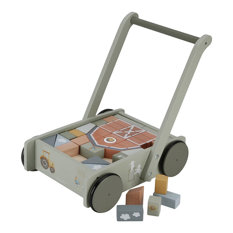 Lauflernwagen mit Bauklötzen Little Farm – Geschenk zum 1. Geburtstag
