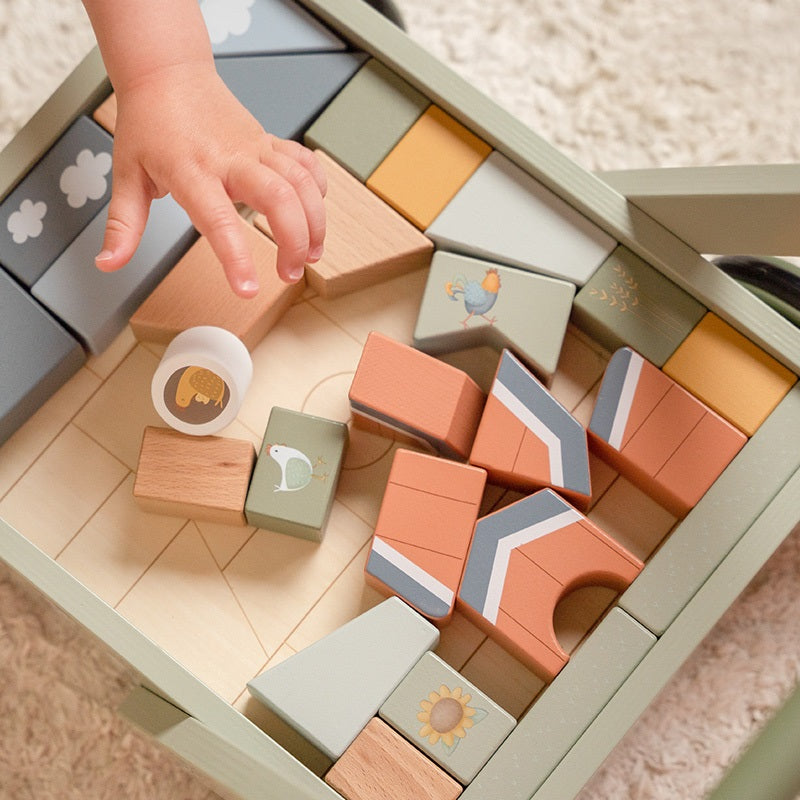 Lauflernwagen mit Bauklötzen Little Farm – Geschenk zum 1. Geburtstag