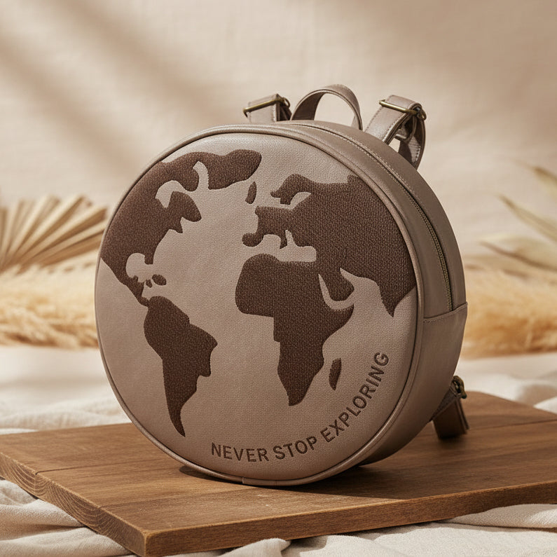Columbus Globe Backpack Large, Brown | Little Who