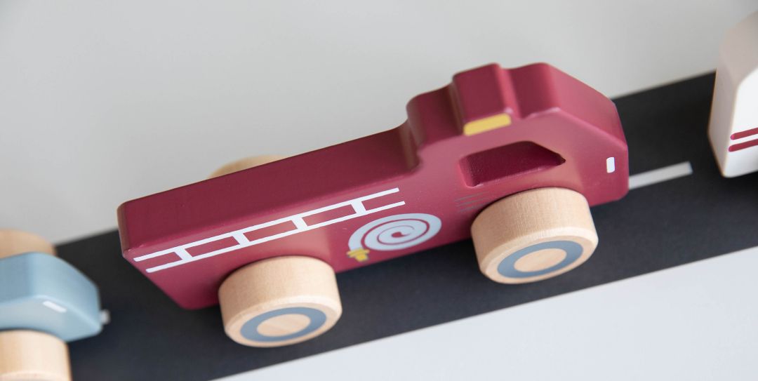 Emergency vehicles 3-piece set, wood