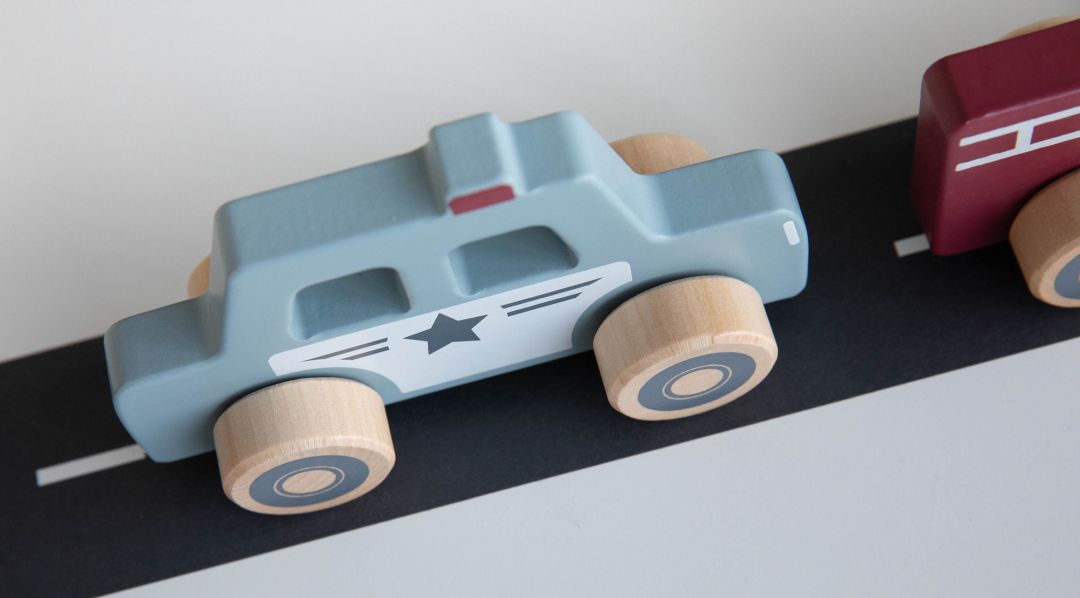 Emergency vehicles 3-piece set, wood