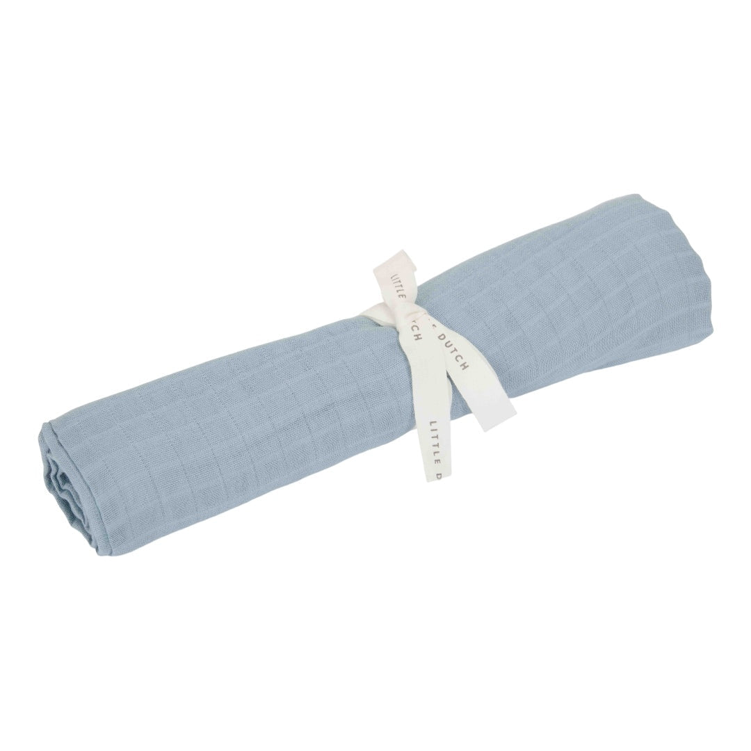 Muslin cloth swaddle 120 x 120 cm - Pure Denim Blue | Little Dutch