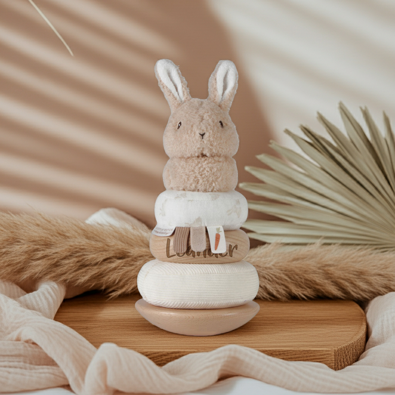 Personalisierter Stapelturm Baby Bunny mit Namen Geschenk zur Geburt