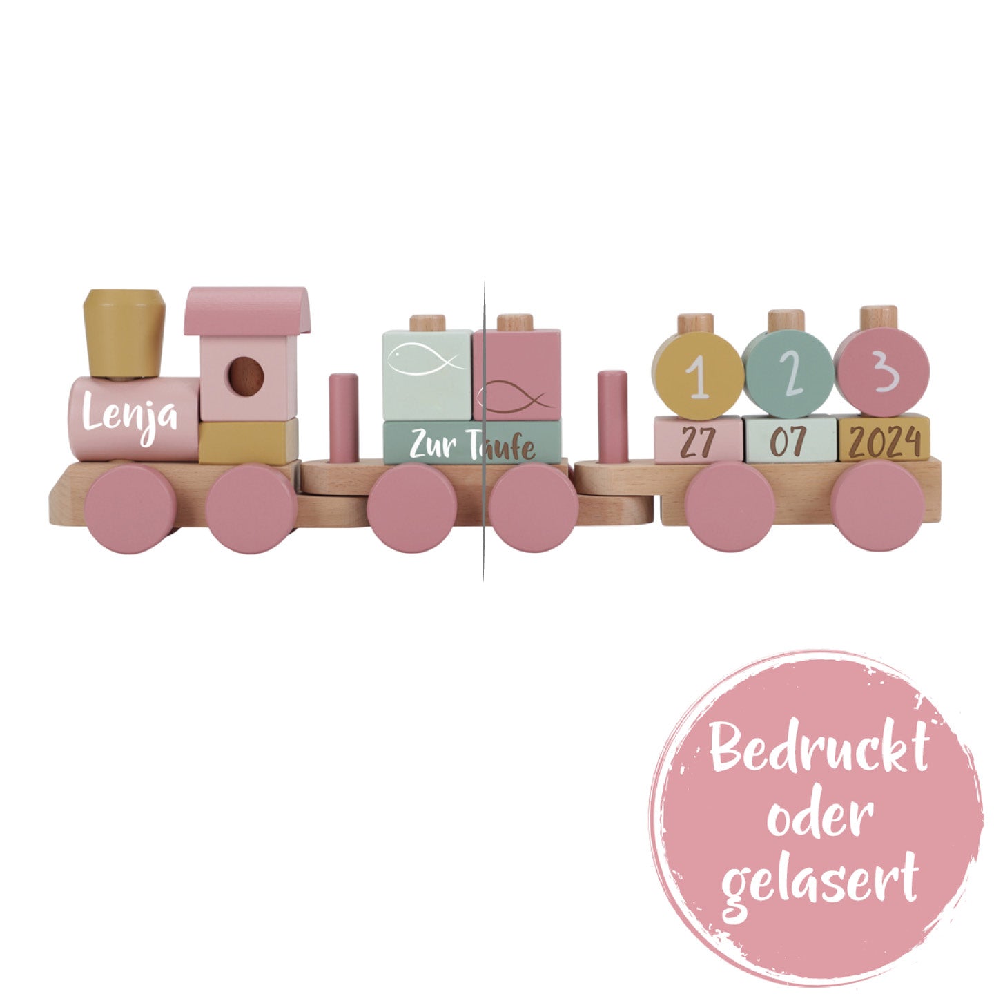 Train en bois personnalisé Fairy Garden - Cadeau de baptême