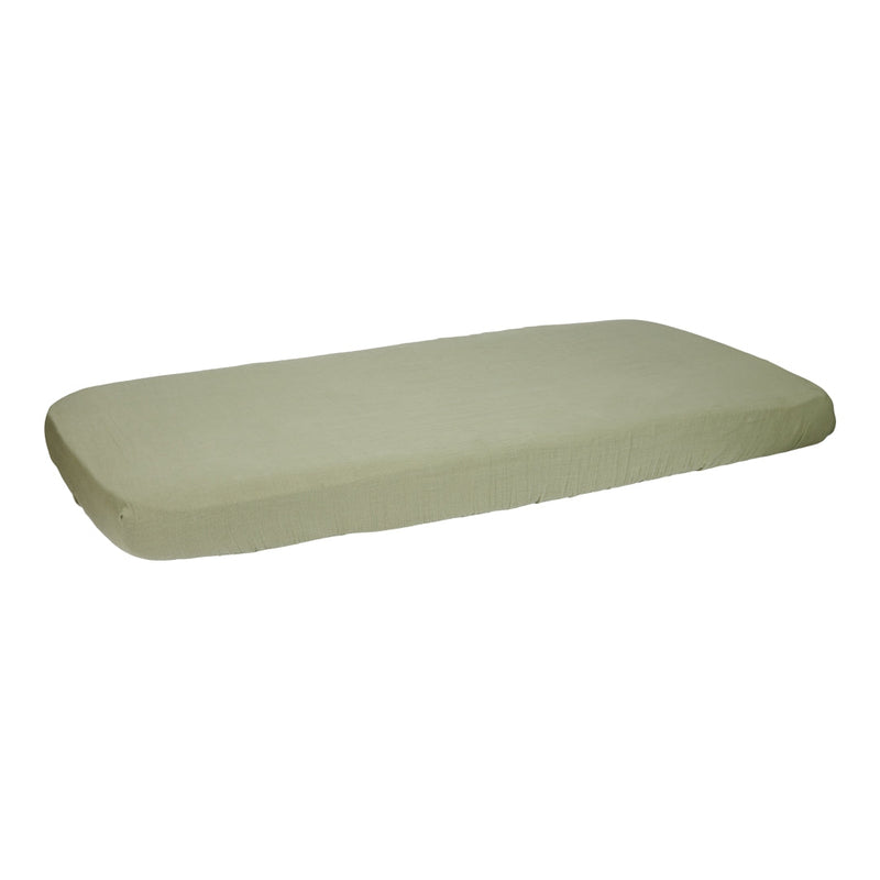 Fitted sheet muslin 60 x 120 cm - Pure Olive | Little Dutch