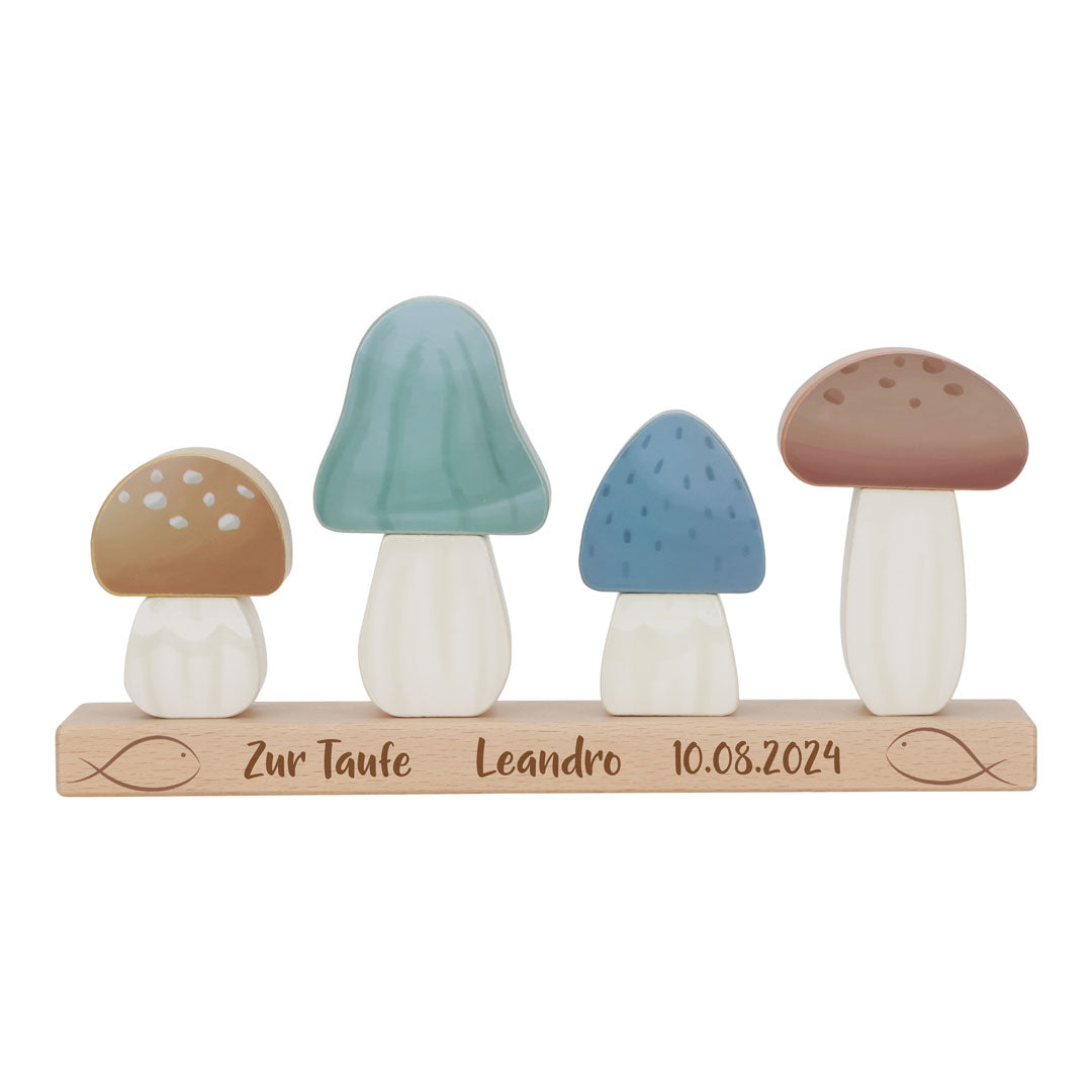 Personalized Stacking Mushrooms Forest Friends – Christening Gift | Schmatzepuffer