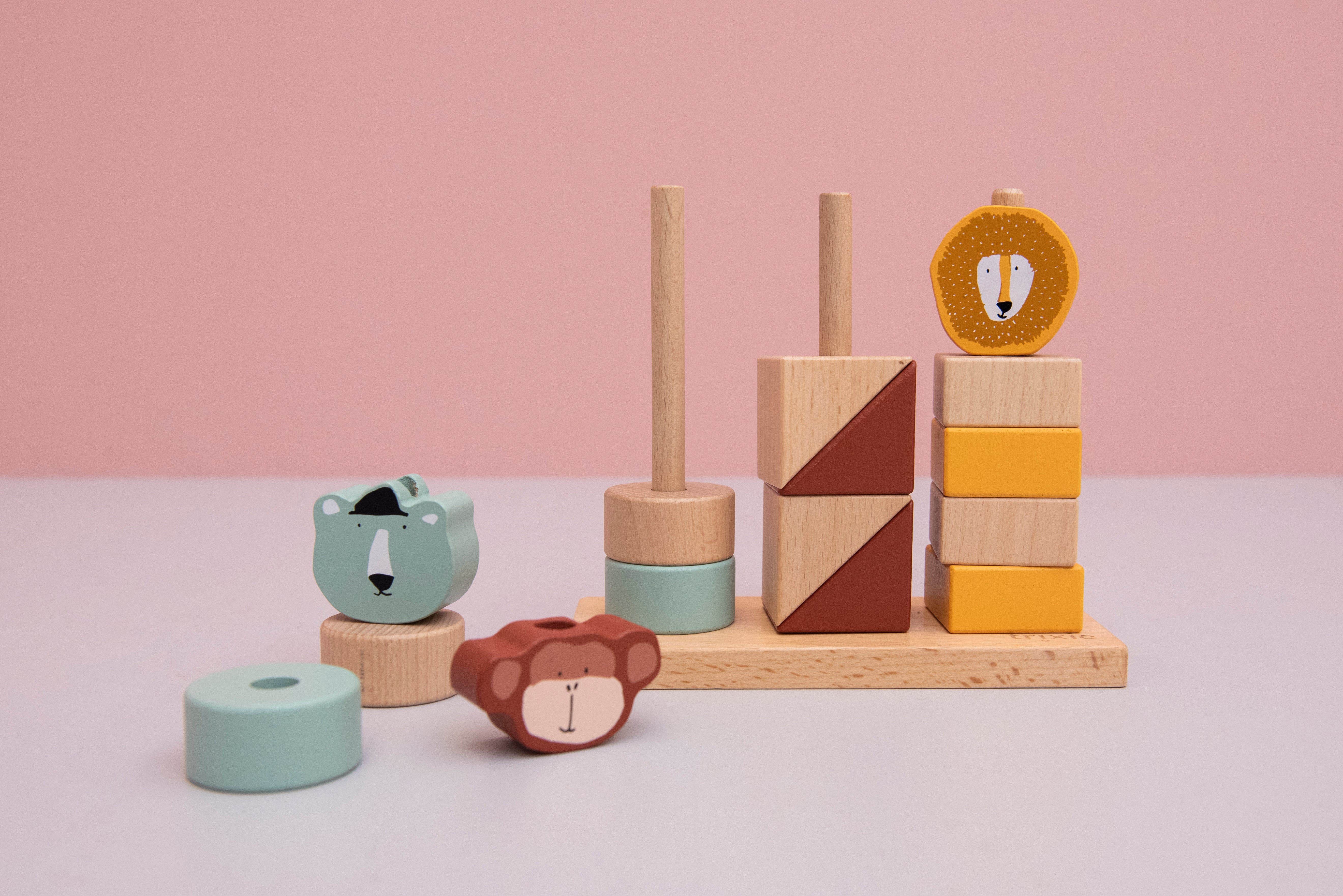 Stacking Animals Monkey/Polar Bear/Lion Wood | Trixie