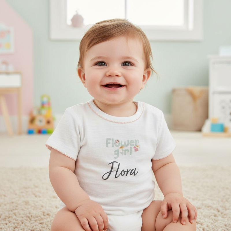 T-Shirt Flower Girl Weiß – Kinder T-Shirt mit Blumenmotiv