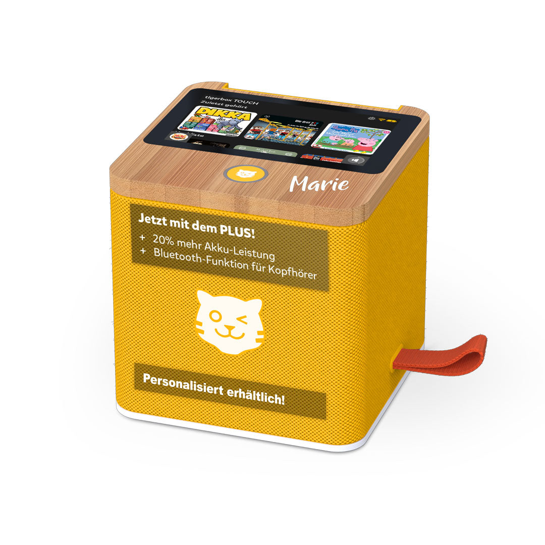 Tigerbox Touch Plus jaune Bluetooth | par Schmatzepuffer® « personnalisable »