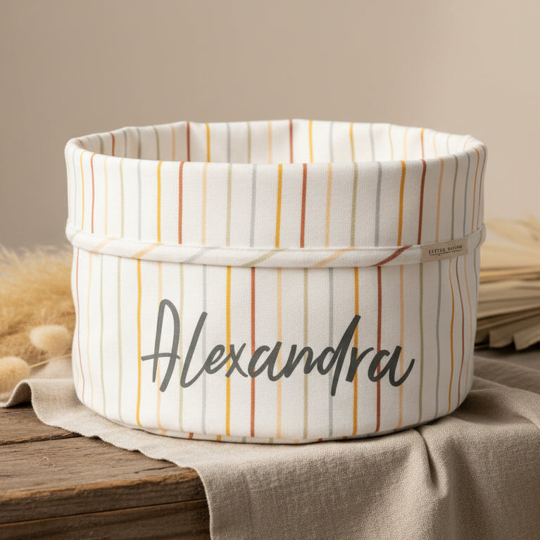 Pflegekörbchen Vintage Sunny Stripes, rund | Little Dutch