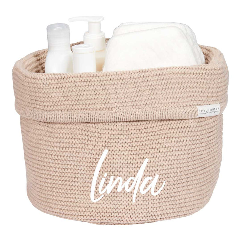 Nursing basket knitted beige, round | Little Dutch