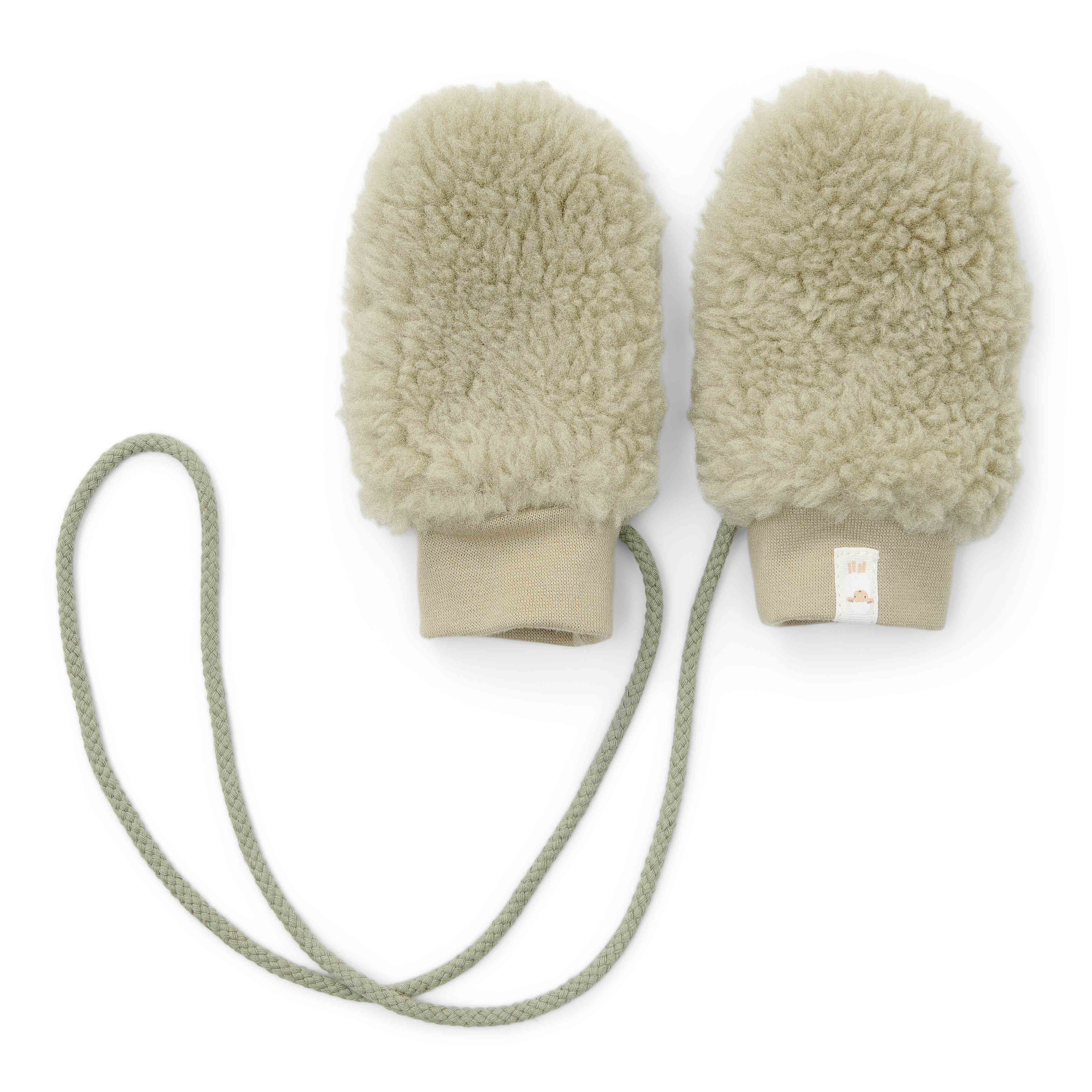 Teddy Mittens Soft Green - Soft Baby Gloves for Newborns