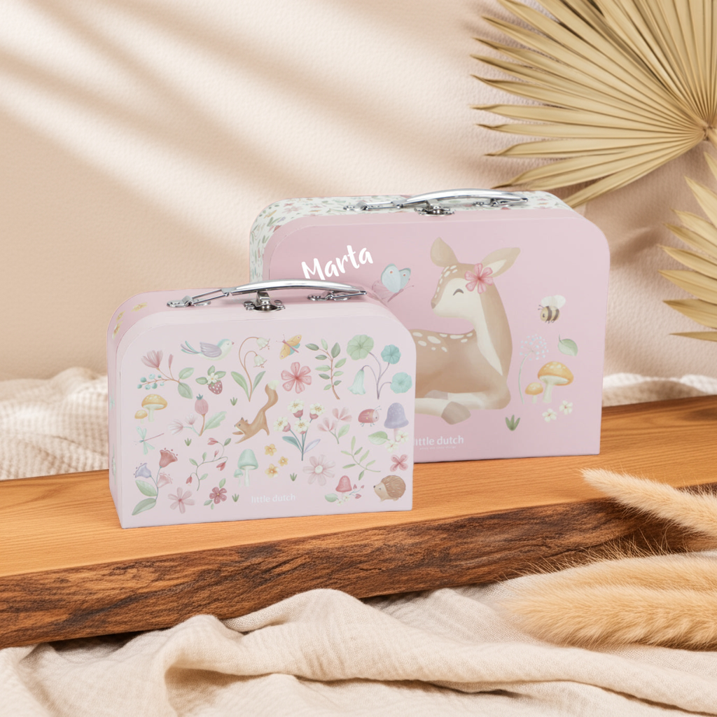 Personalisierter Kinderkoffer Fairy Garden Rosa mit Namen