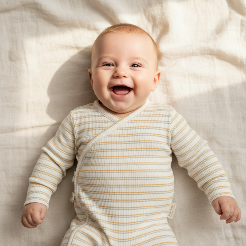 Gestreifter Wickelstrampler für Neugeborene und Babys