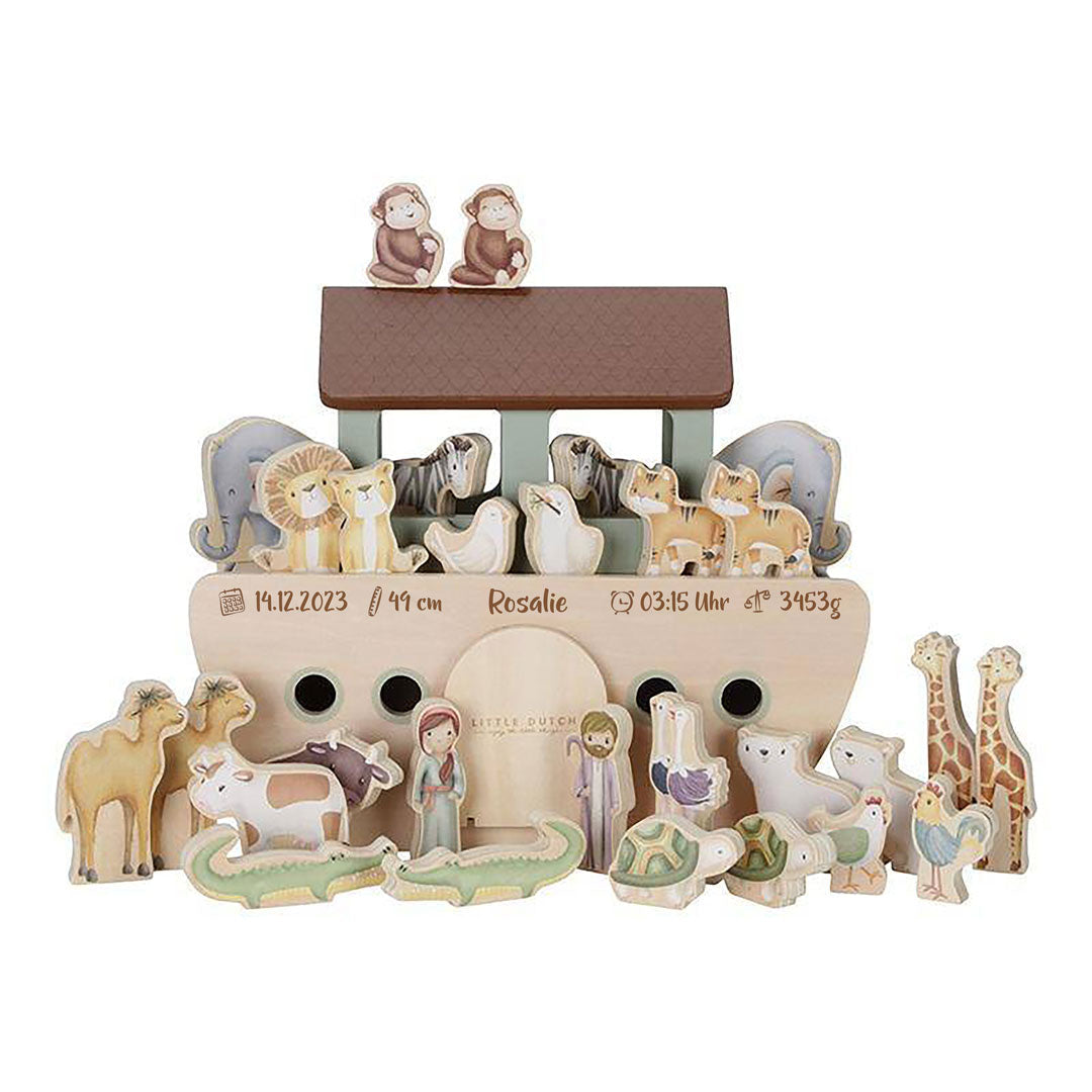 Personalisierte Arche Noah aus Holz – Geschenk zur Geburt