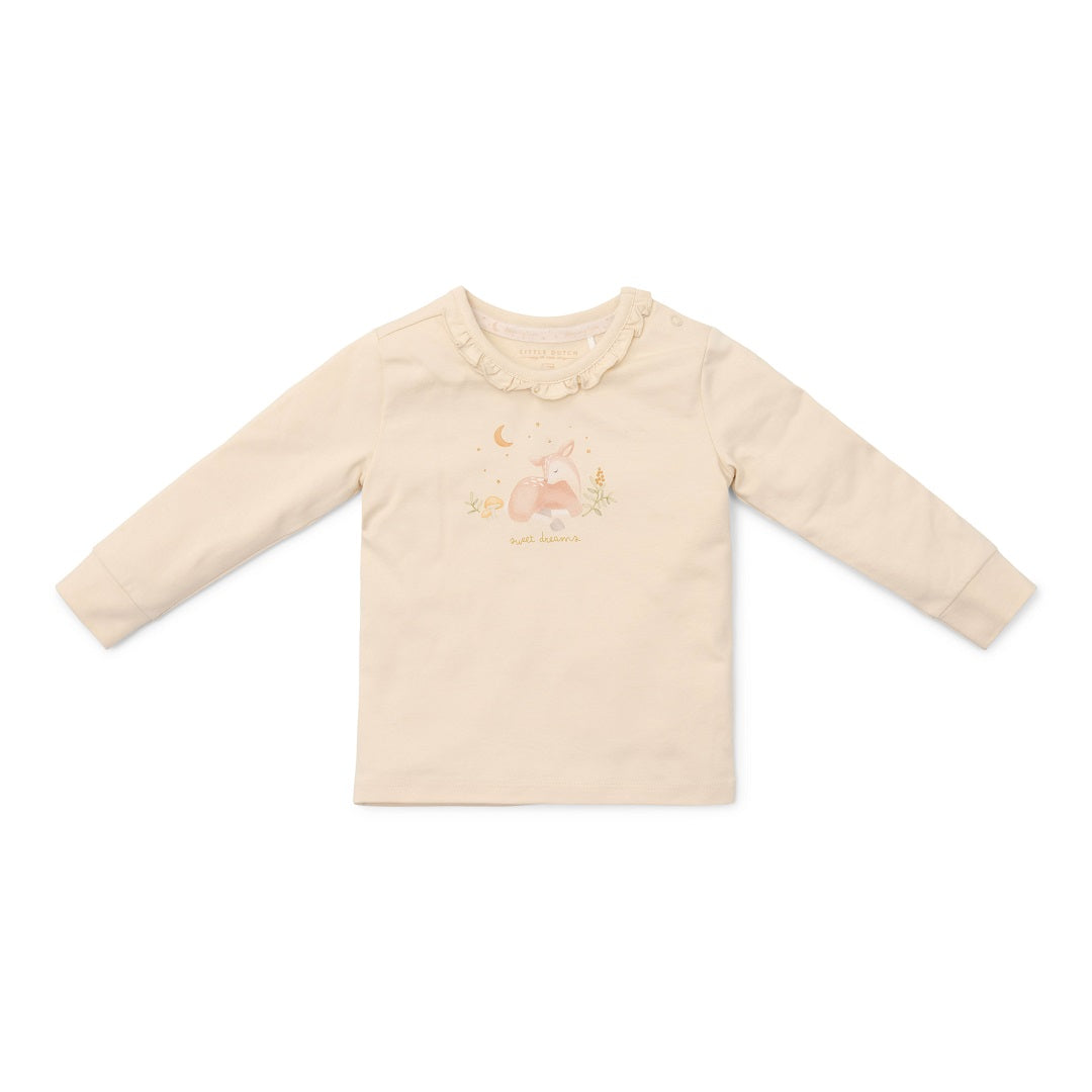 Zweiteiliger Baby Pyjama in Groesse 62 68 mit schlafendem Hirsch Motiv fuer bequeme Nachtwaesche