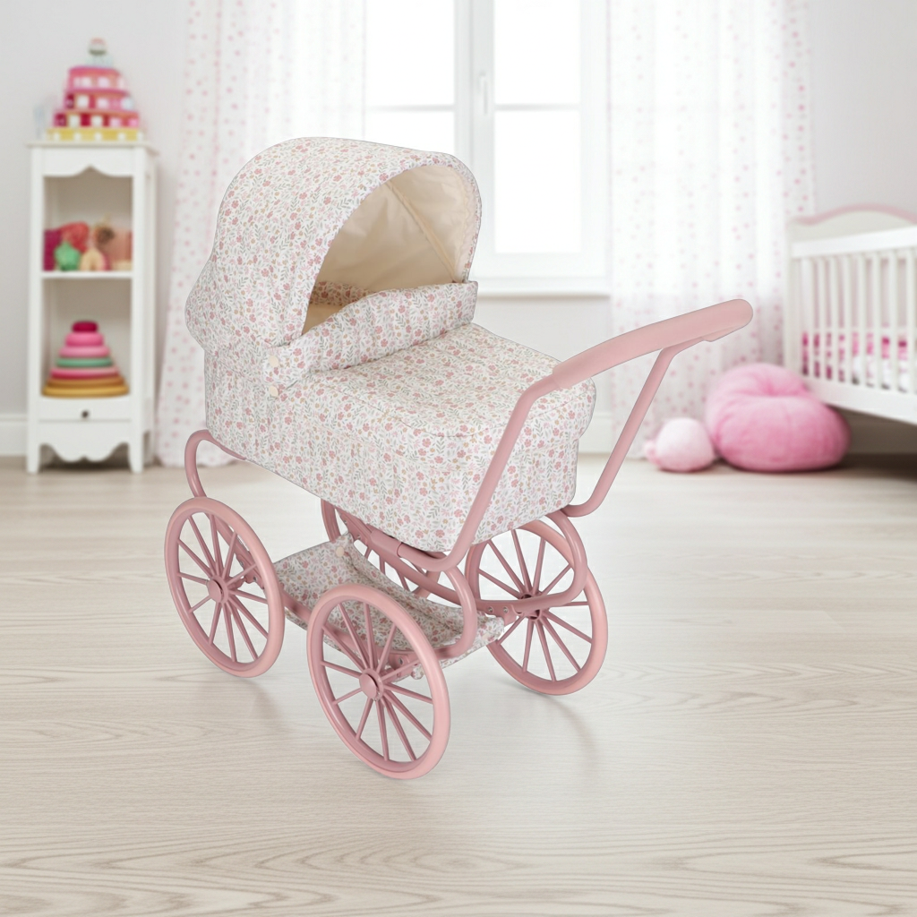 Metall- Puppenwagen Soft Flowers