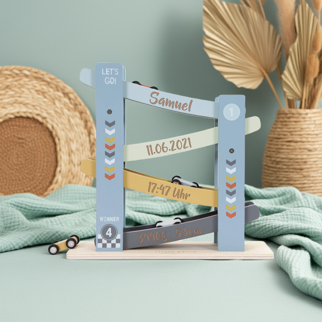 Personalized marble run for birth – unique gift with name