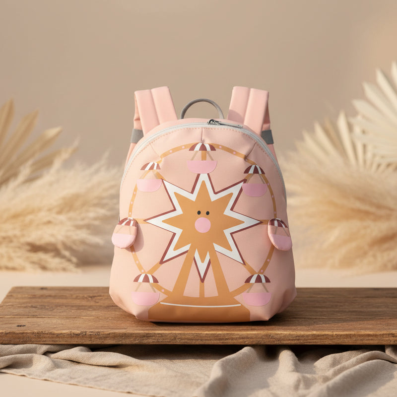 Kinderrucksack mit Riesenrad Motiv in Rosa fuer Kindergarten, Ausfluege und den Alltag mit kindgerechtem Design und praktischem Stauraum