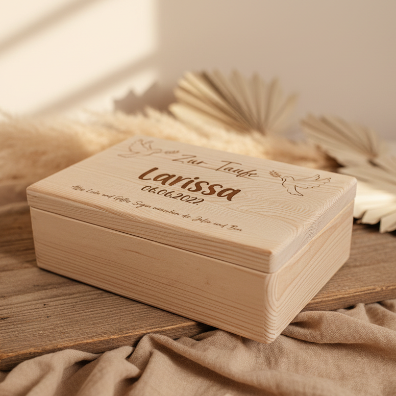 XL Memory Boxes - Natural Wood - Christening / School / Kindergarten / Communion - Personalized | Smack Boxes