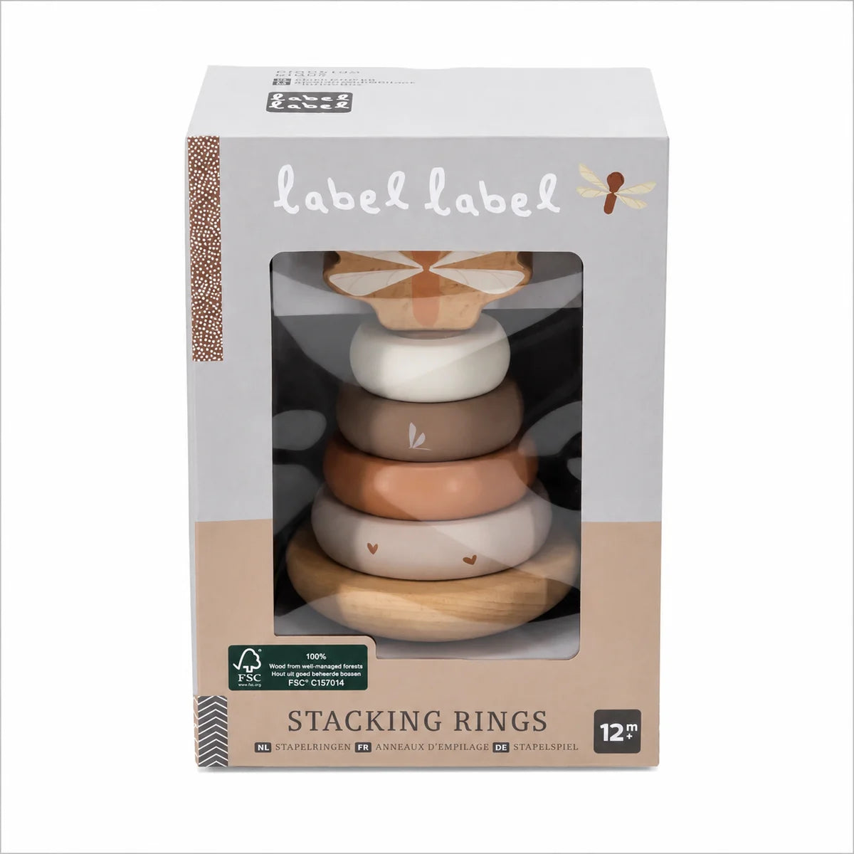 Label Label Balance-Stapelturm Nougat mit Verpackung