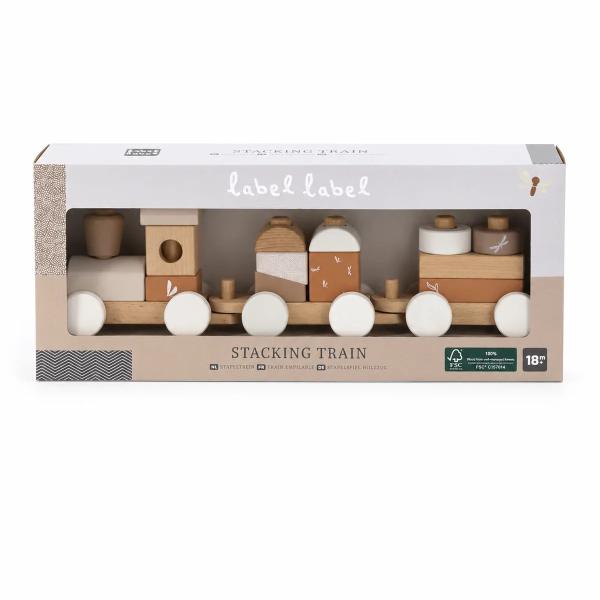 Train en bois à empiler Nougat de Label Label – Train à empiler et jouet de motricité pour la naissance