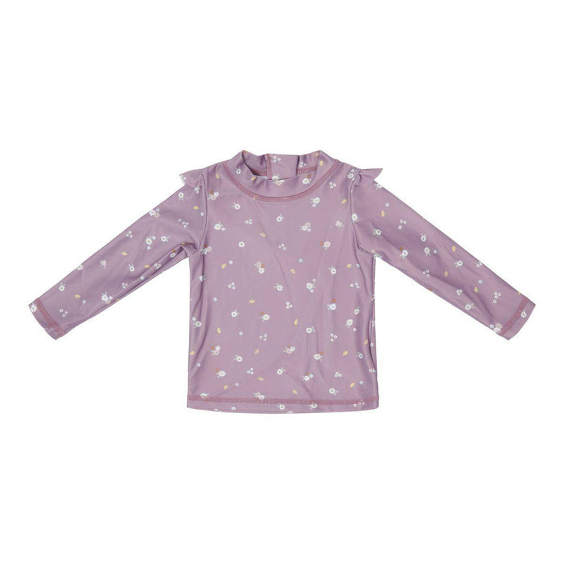Langärmliges Badeshirt mit Rüschen, Mauve Blossum | Little Dutch