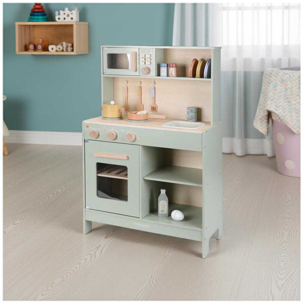 Personalized wooden play kitchen with name – a special gift