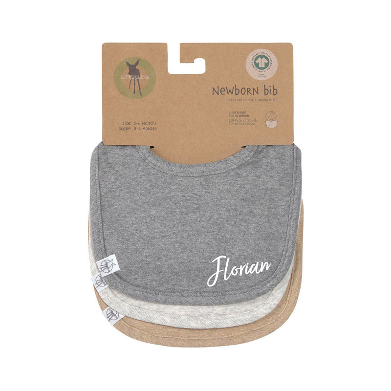 Bibs set of 3, dark grey, light grey, beige, cotton | Lässig