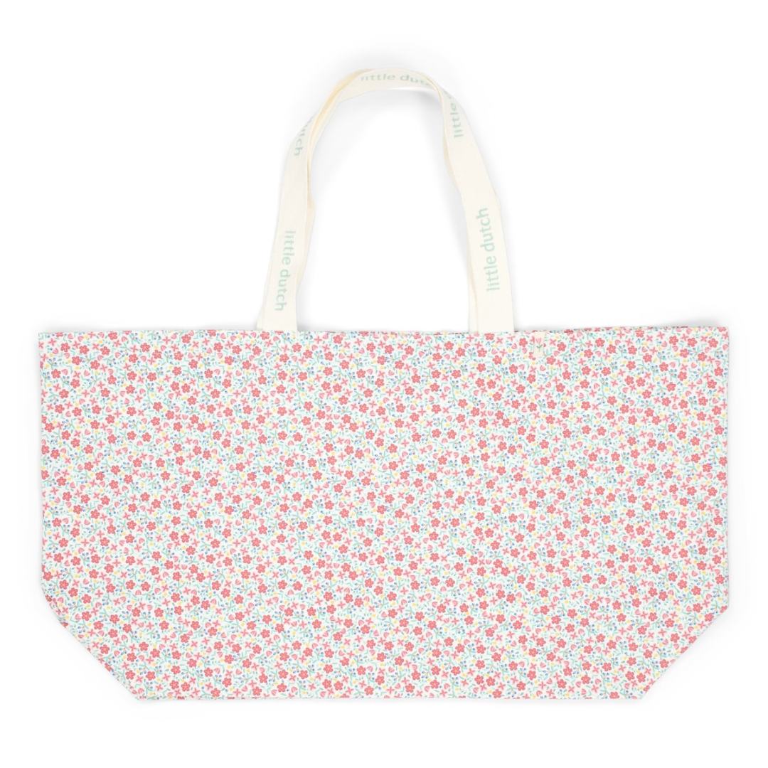 Strandtasche Kinder mit Blumenmuster in Rosa – leichte Tasche für Strand und Urlaub