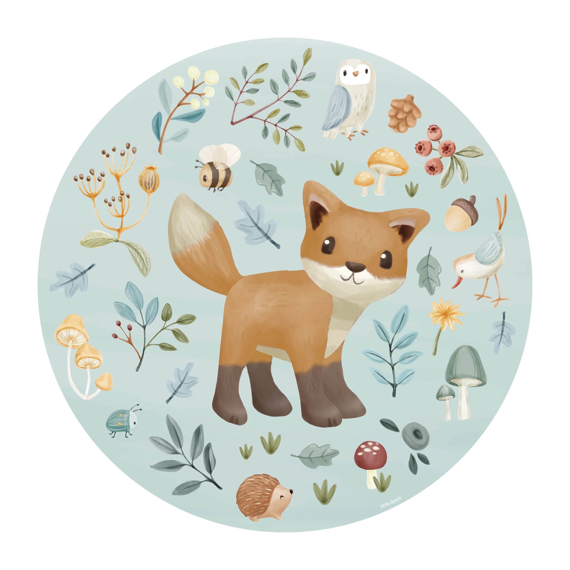 Non-woven wallpaper round Forest Friends | Little Dutch