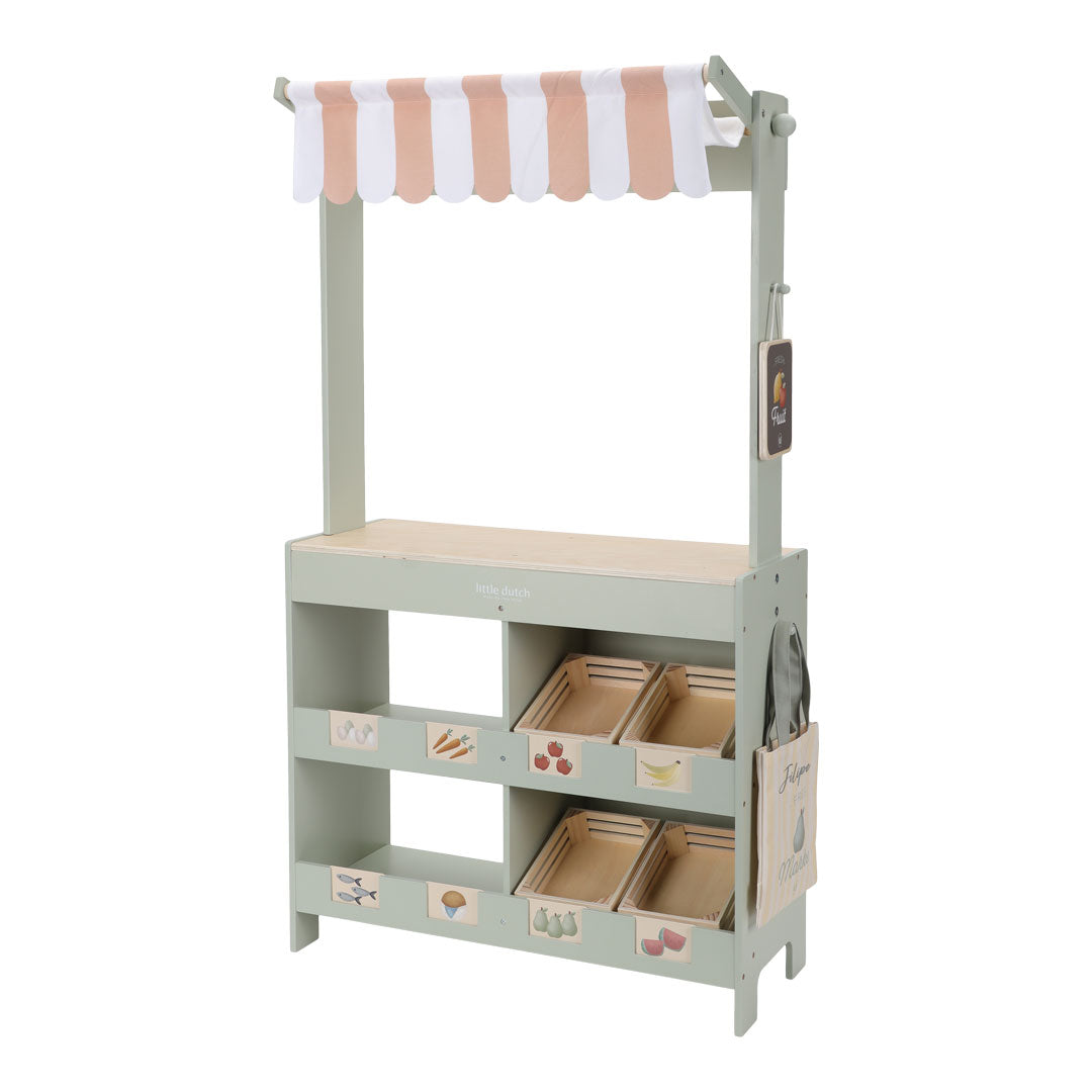 Marktstand & Café aus Holz – 2-in-1 Spielstand
