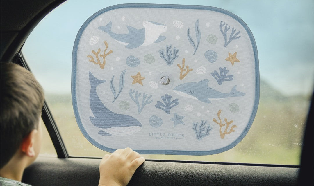Sonnenschutz fürs Auto mit Meerestieren für Babys und Kinder am Seitenfenster für angenehme Autofahrten