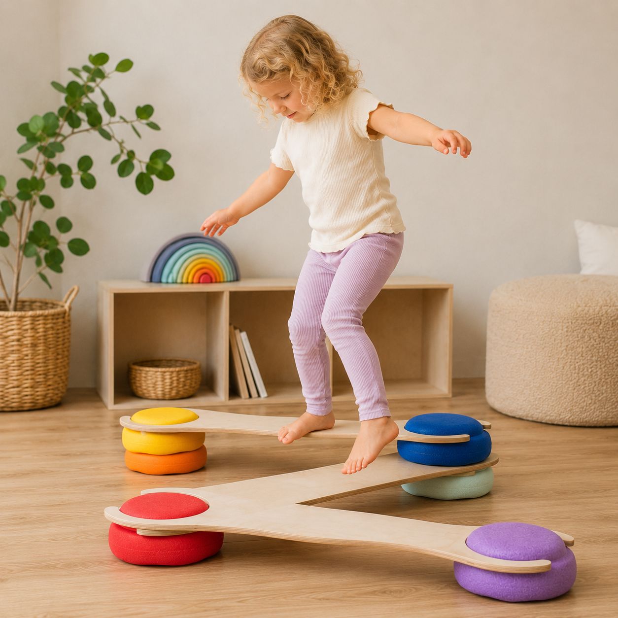 Bewegung bei Kindern fördern mit Balance Board und Stapelsteinen – Motorik und Gleichgewicht spielerisch trainieren