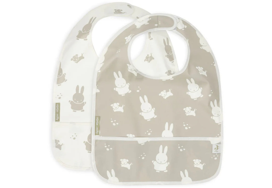 Miffy &amp; Snuffy Waterproof Bibs, Set of 2, Olive Green | Jollein