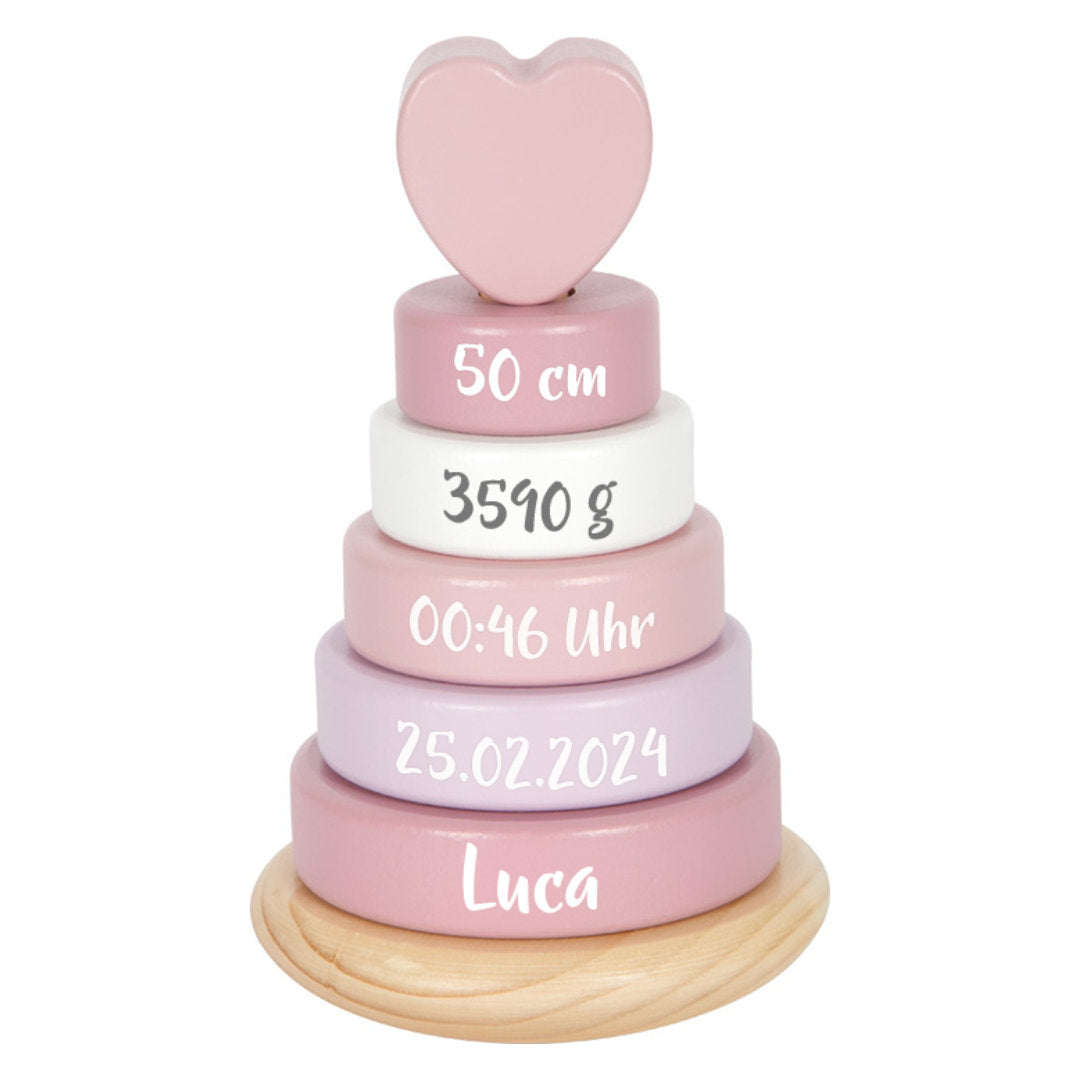 Personalized Stacking Tower Pink - Birth Gift | by Schmatzepuffer