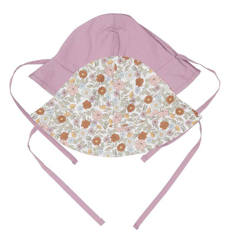 Reversible sun hat - Vintage Little Flowers / Mauve | Little Dutch