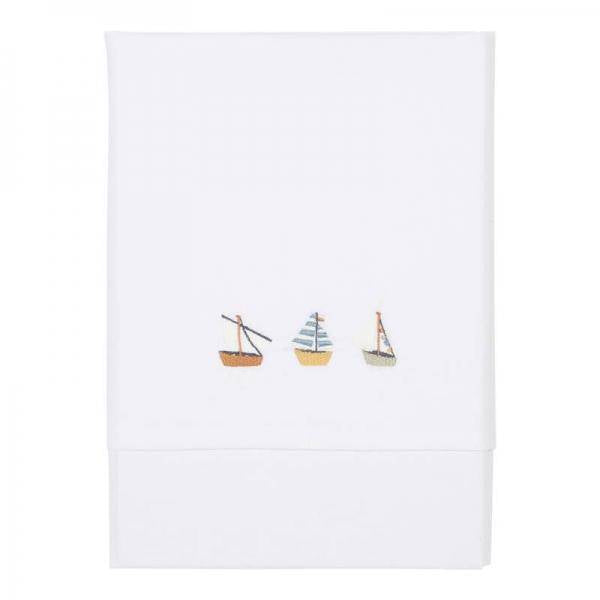 Sailors Bay embroidered crib sheet | Little Dutch