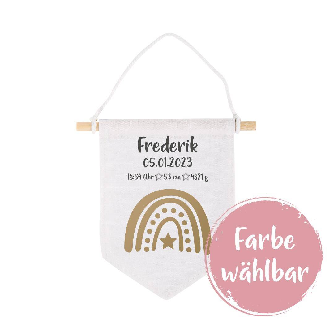Fabric pennant with name 24x29 cm | Schmatzepuffer