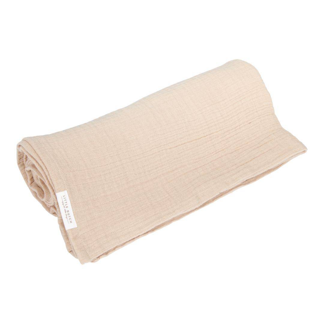 Lange en mousseline beige 120 x 120 cm | Little Dutch