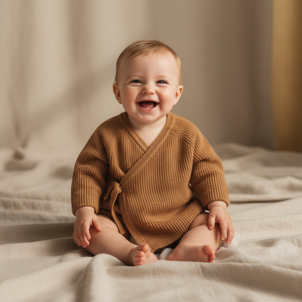 Wickelstrickjacke Almond - 80 | Little Dutch