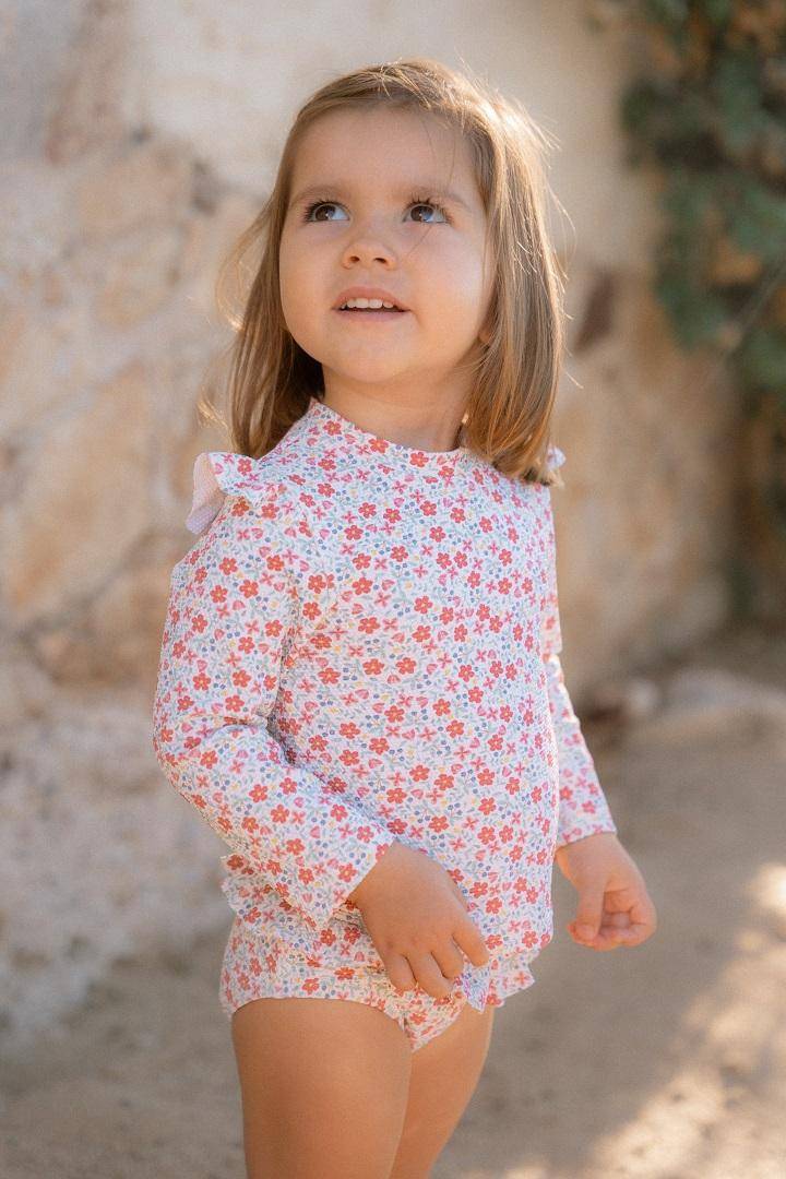 Maillot de bain manches longues Sunny Flowers multicolore | Little Dutch
