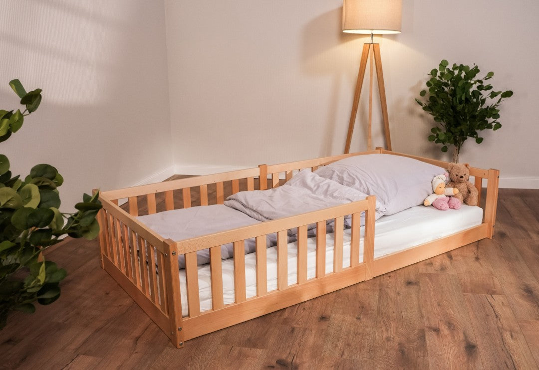 Floor bed / house bed ENNO 90x200 cm natural beech incl. optional roof | tiSsi®
