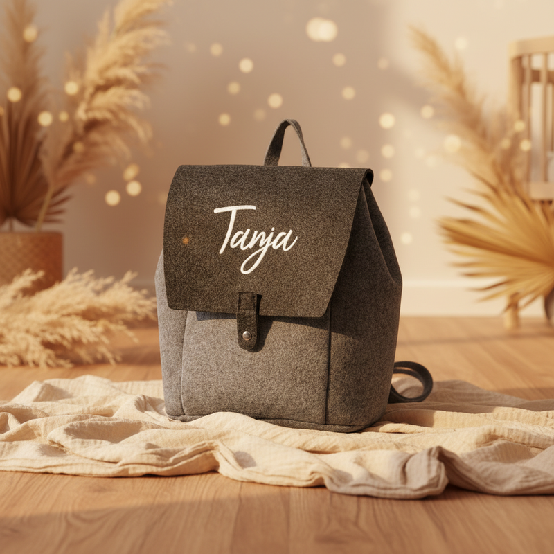 Rucksack Trendy Filz grau | by Schmatzepuffer®