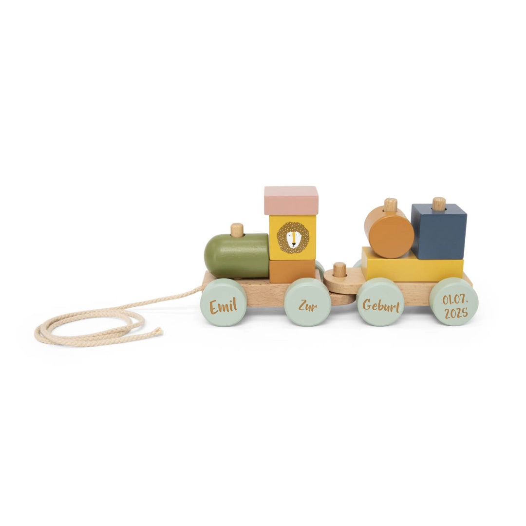 Train en bois personnalisé Animaux – Cadeau de naissance | Schmatzepuffer