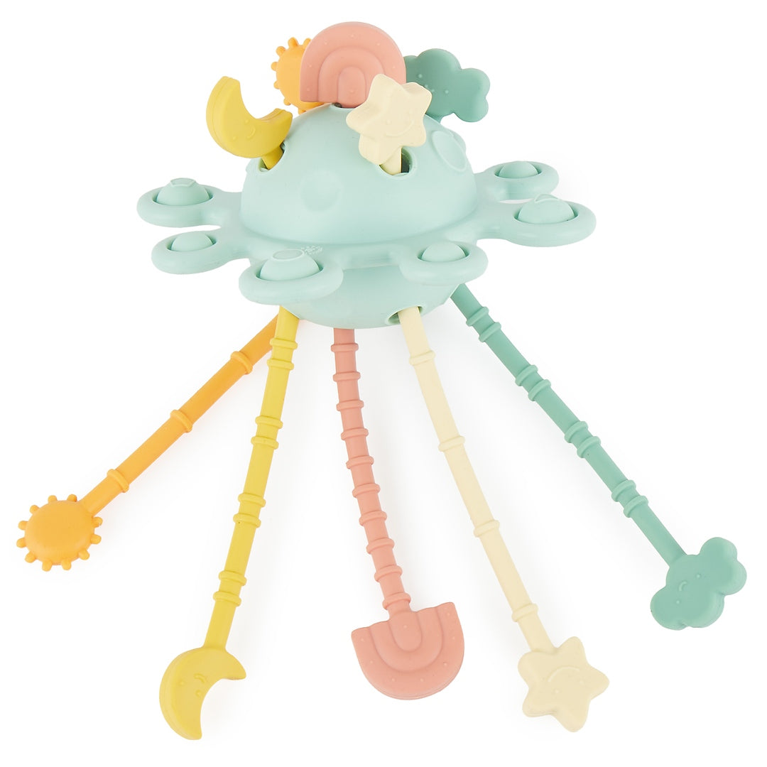 Jouet d'activité Montessori en silicone Planète - Eucalyptus | bieco